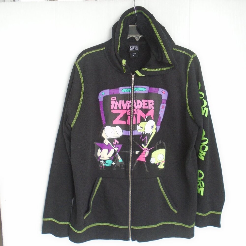 Nickelodeon Invader Zim Gir Doom Full-Zip Hoodie Jacket Mens Size XL Black